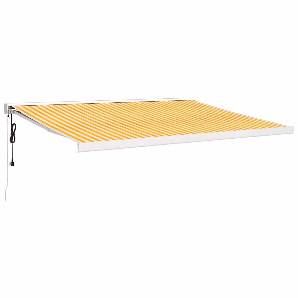 Tenda da sole retrattile motorizzata vidaxl in alluminio e poliestere, colori giallo e bianco, L: 400 cm, P: 300 cm – 2