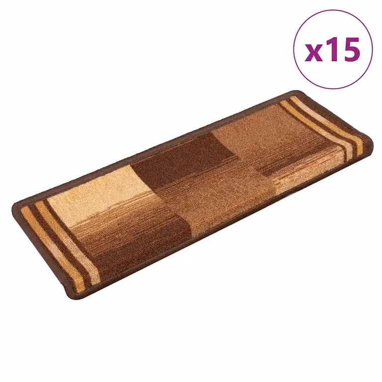 vidaXL Tappetini Autoadesivi per Scale 15 pz 65x21x4 cm Marroni