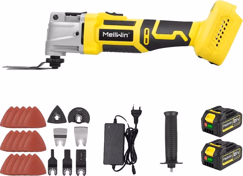 Utensile a oscillazione multifunzionale, motore brushless, velocità variabile, 2 batterie da 15000mAh