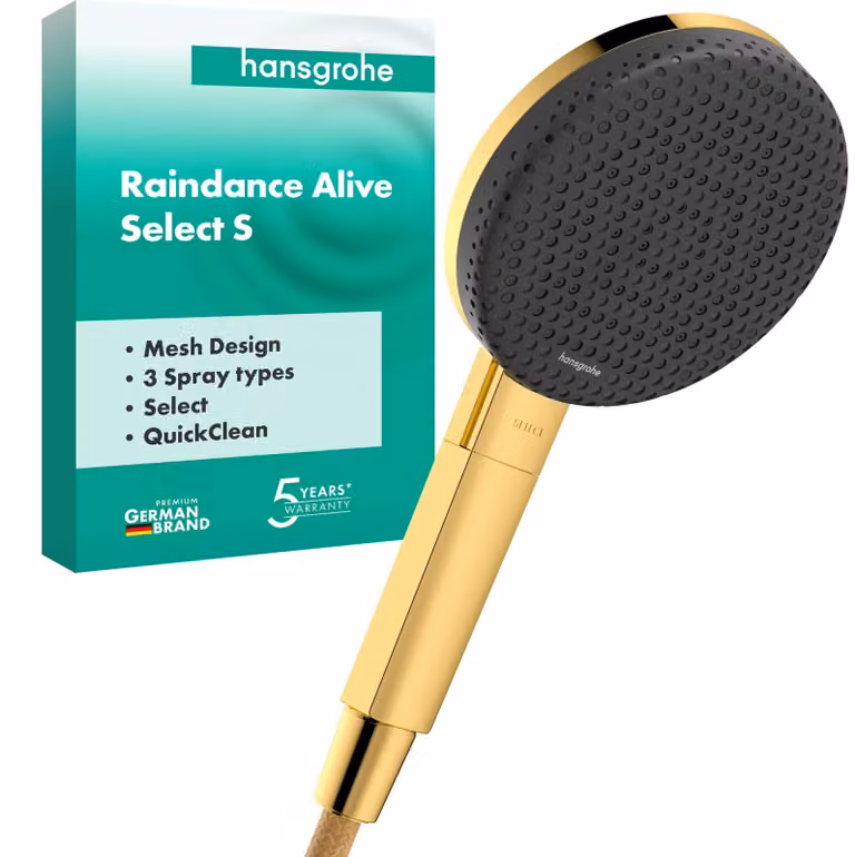 Manopola doccia da 125 mm, 3 getti, finitura dorata lucida, anticalcare