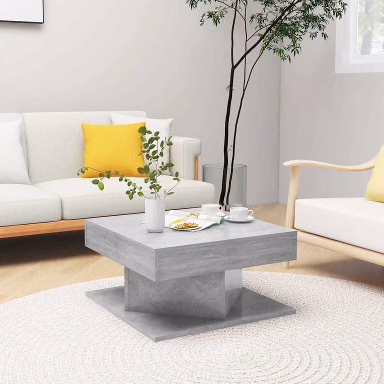 vidaXL Tavolino da Salotto Quadrato Grigio in Legno Composito L/P/H: 57 x 57 x 30 cm