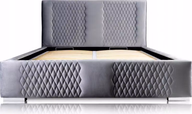 Bett Grau Doppelbett Modern Elegantes Bett Polster Stoff Schlafzimmer Modern