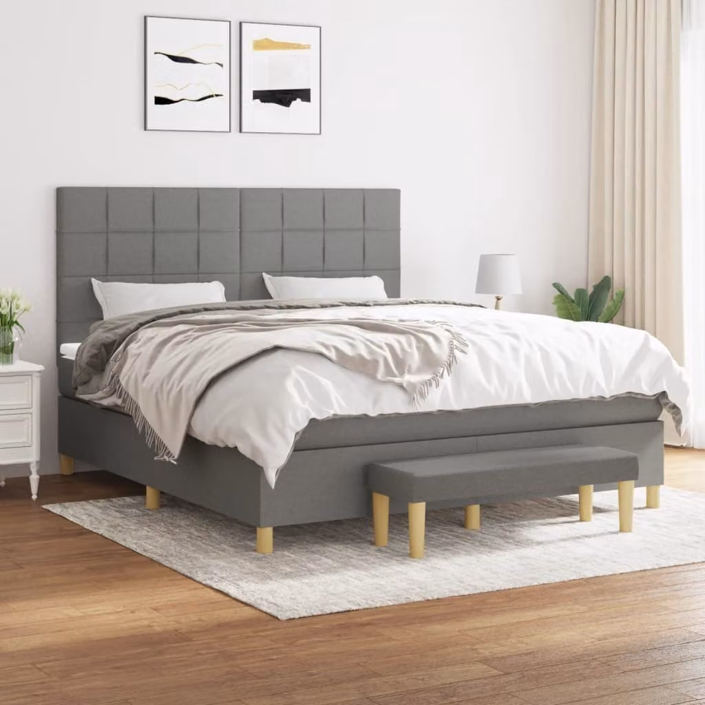 Maison Exclusive - Giroletto a Molle con Materasso Grigio Scuro 180x200 cm Tessuto