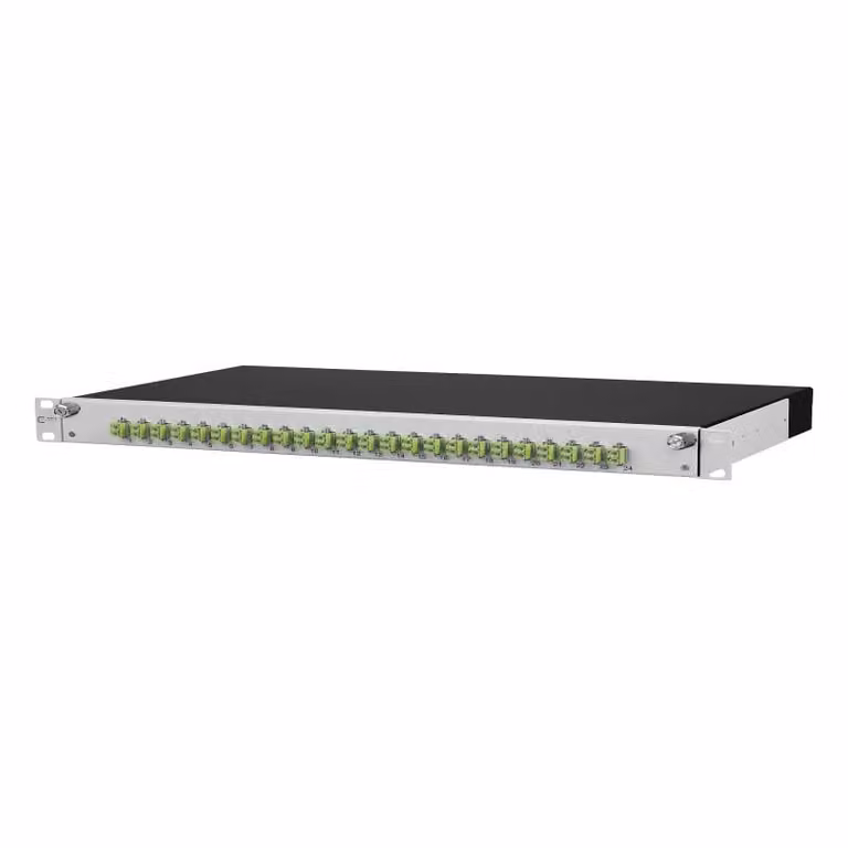 Metz Connect OpDAT slide R pannello di connessione con giunzione 24xLC-D (verde lime), OM5, grigio 1502787M24-E