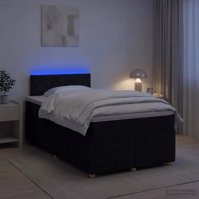 Letto box spring con materasso Nero 120 x 200 cm Tessuto 3452913
