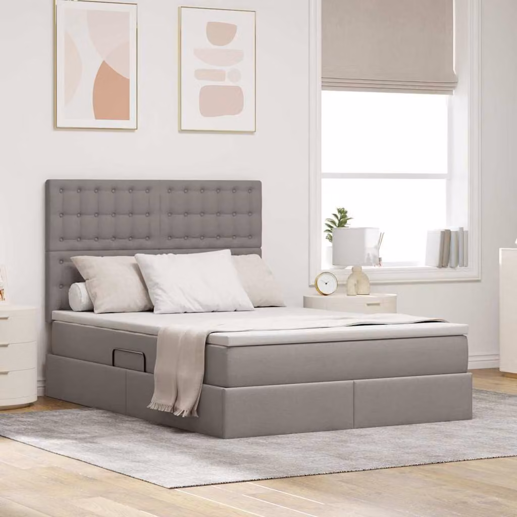 Letto con contenitore e materasso Talpa vidaXL in tessuto, L/P: 140 x 200 cm – 1