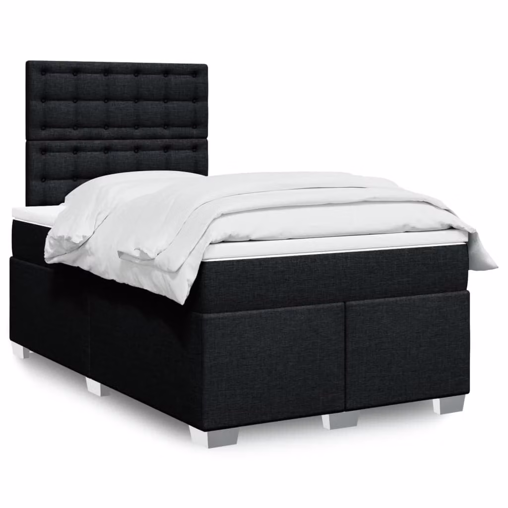 vidaXL Letto Ibrido con Materasso Nero e Struttura in Tessuto L: 120 cm, P: 200 cm – 1