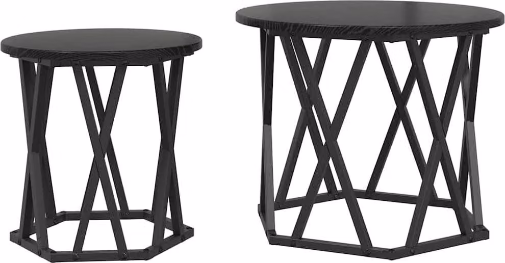 Tavolo laterale 2 pcs Rovere Nero