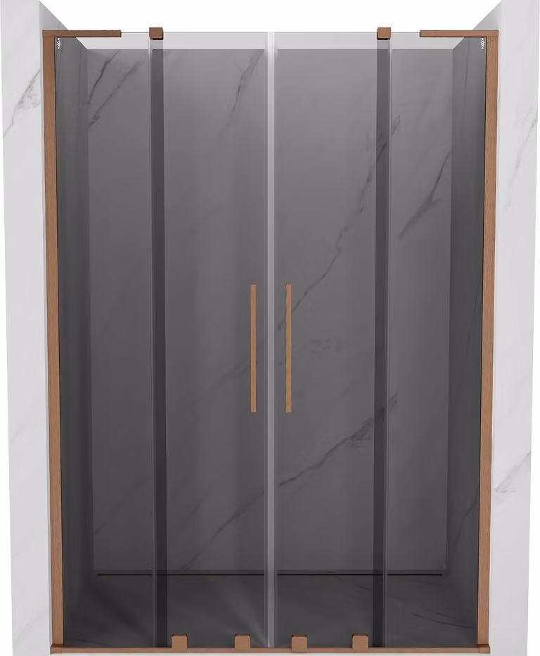 Mexen Velar L Duo porte doccia scorrevoli 160 cm, grafite, rame spazzolato - 871-160-003-42-65
