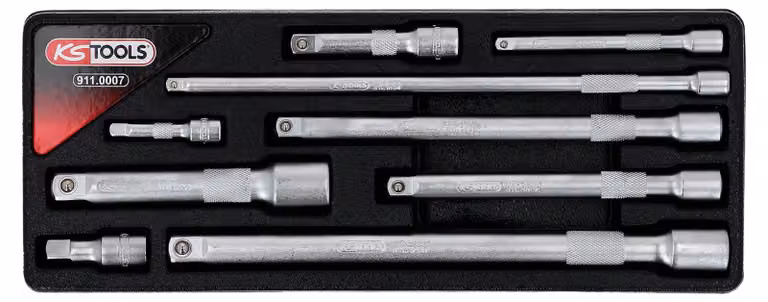 KS Tools Set di prolunghe da 1/4 di pollice + 3/8 di pollice + 1/2 di pollice, 9 pezzi.