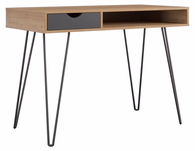 Scrivania per computer Novogratz Concord con spazio contenitore, scrivania in legno effetto naturale/nero