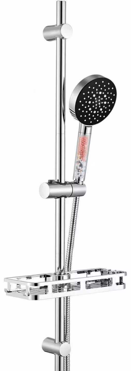 Set doccia da 90 cm in acciaio inossidabile, con ripiano e doccetta filtrata a 6 funzioni
