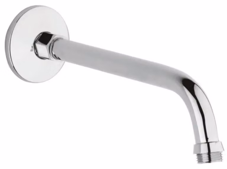 Schläfer 137210 | Braccio Soffione 1/2" Inclinato 45° in ottone cromato, con rosone per montaggio a parete, tubo doccia diam 16 mm, L. 150 mm, Attacchi Universali 1/2"G, Braccetto Doccia Curvo