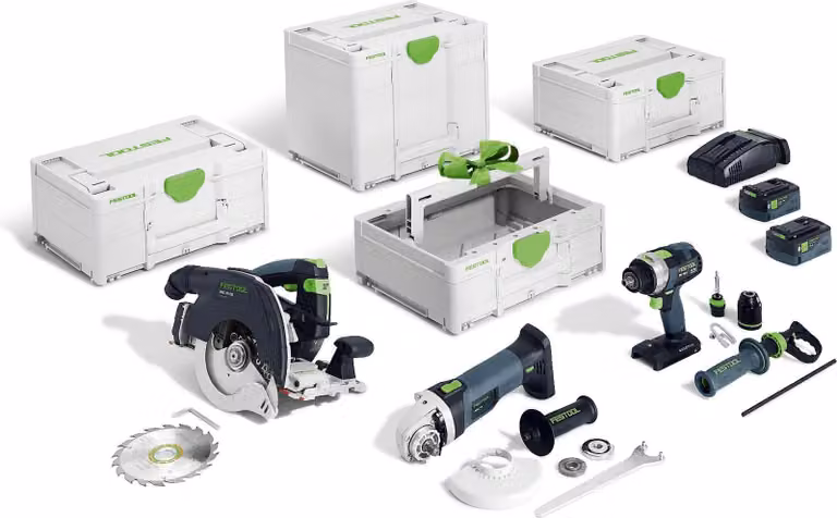 Set combinato a batteria Festool per la lavorazione del legno HKC 55/TPC 18/AGC 18/TB M 137 | 578025