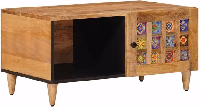Tavolino da salotto rettangolare vidaXL in legno di mango marrone L: 80 cm, P: 50 cm, H: 40 cm