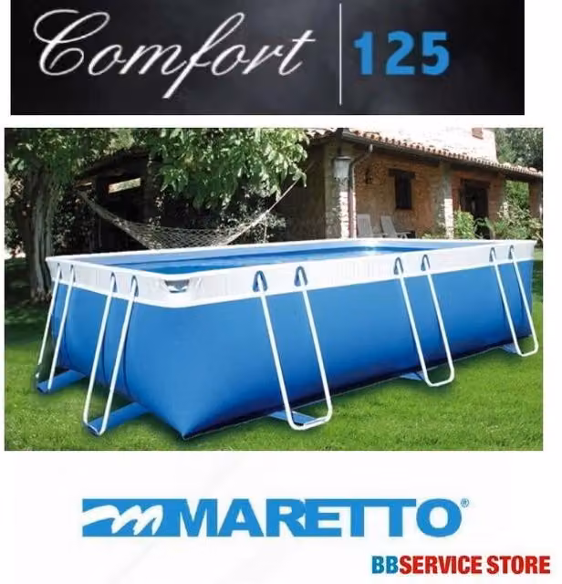 Piscina rettangolare fuori terra Maretto ESSENZIALE M blu con kit di filtrazione, scala e pompa, L: 6,00 m, P: 3,00 m, H: 1,25 m