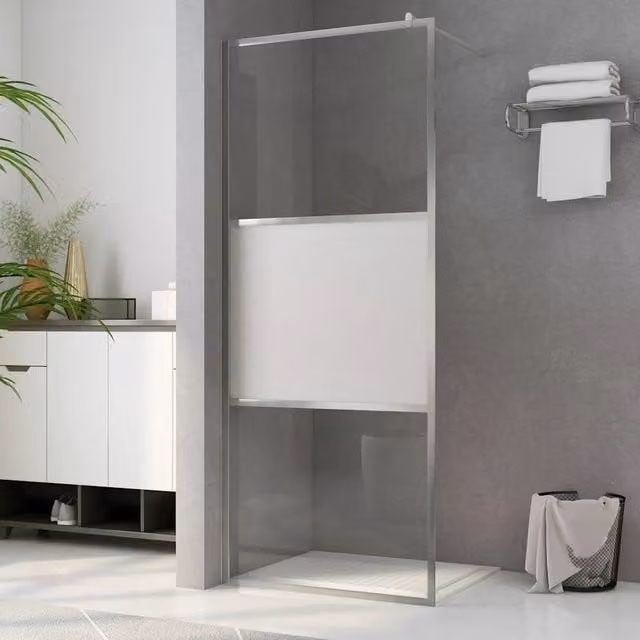 Schermo doccia walk-in vidaXL in vetro satinato e alluminio argento, L: 115 cm, H: 195 cm