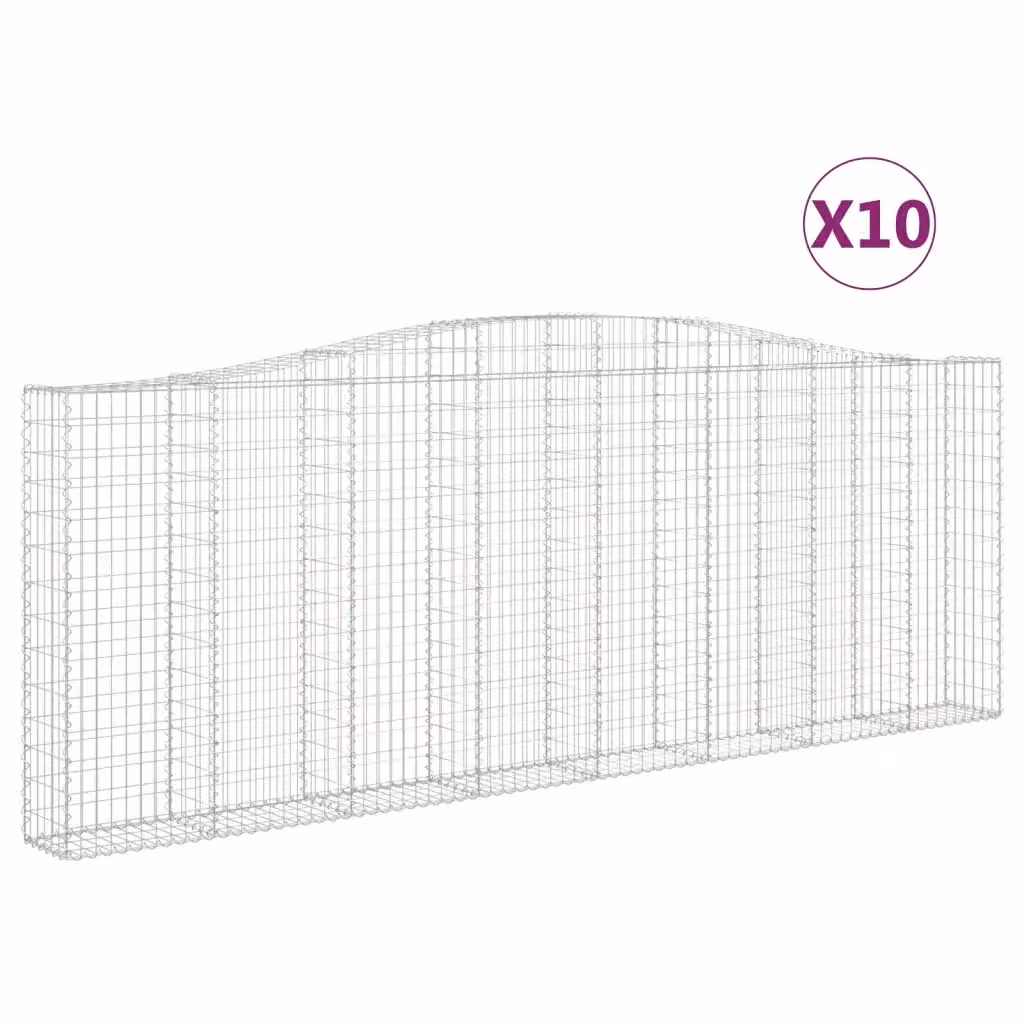 Set di 10 Cesti Gabbioni ad Arco Videx in Acciaio Zincato Colore Argento L: 400 cm, P: 30 cm, H: 140/160 cm – 2
