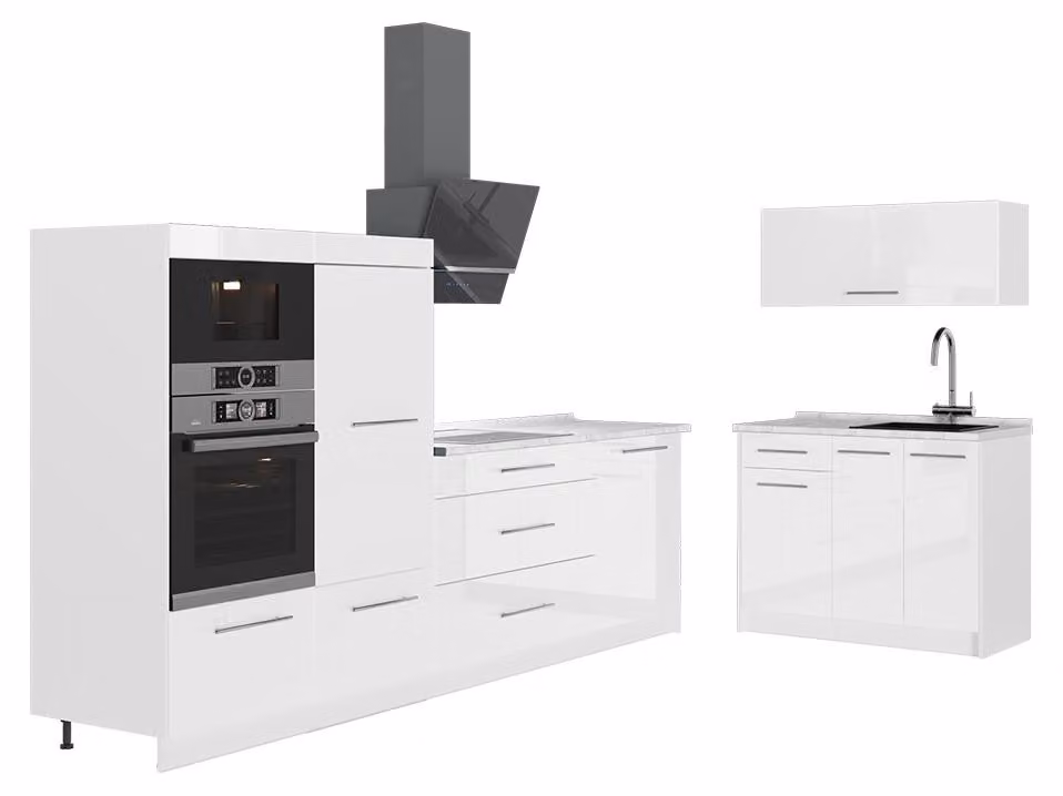 Cucina Vicco Fame-Line Bianco lucido/Bianco 380 cm, PL Marmo, Model 64142