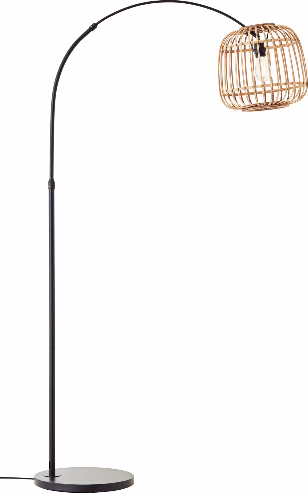 BRILLIANT Nikka lampada da terra ad arco 1,7 m nero/naturale | 1x A60, E27, 40W, adatta a lampade standard (non incluse)