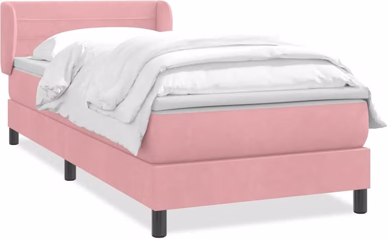 Giroletto a Molle con Materasso Rosa 80x220 cm Velluto