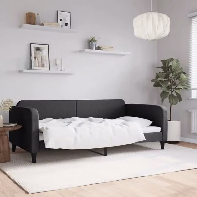 Letto da giorno moderno vidaXL nero con struttura imbottita L: 200 cm, P: 110 cm, H: 75 cm – 1