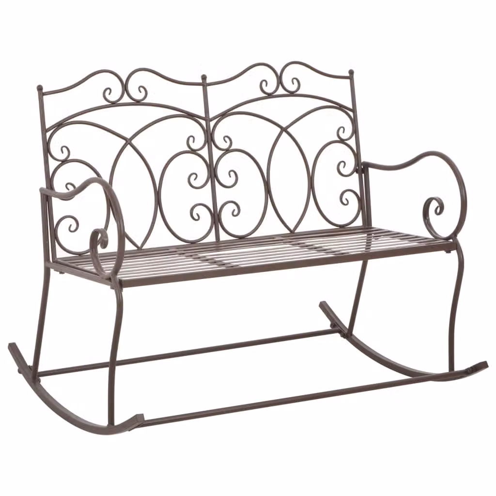 The Living Store Panca da giardino 104 cm in ferro marrone antico