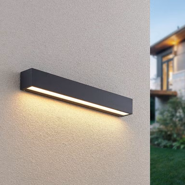 Applique da esterni a LED Lengo Lucande, Nero, Alluminio, Moderno, Applique LED da esterni