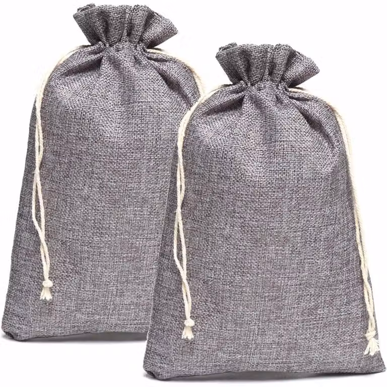Sacchetti in tessuto grigi, confezione da 5, dimensioni 30x40 cm. Ideali come sacchetti regalo o per l'avvento