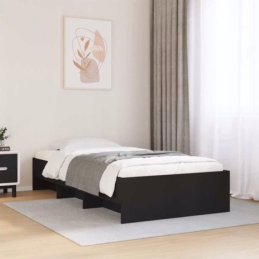 vidaXL Giroletto Moderno Nero in Legno Multistrato con Doghe Rigide L: 78 cm, P: 193 cm – 1