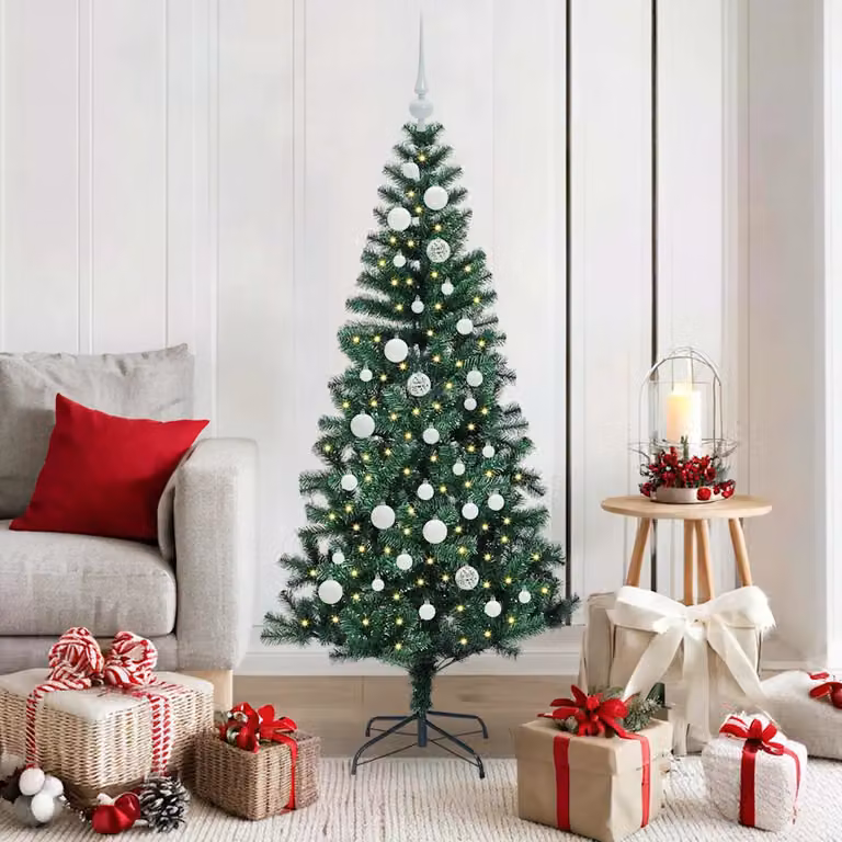 Albero di Natale artificiale vidaXL con luci LED bianco caldo Verde 150 cm