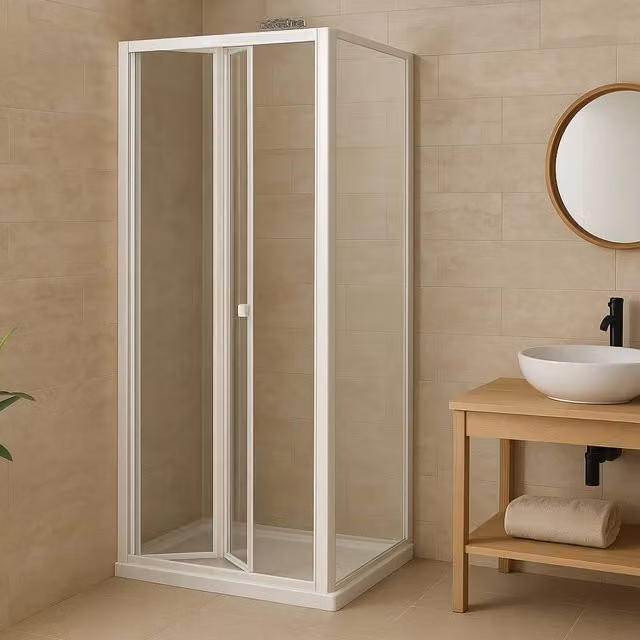 Porta doccia a soffietto OGOMONDO in cristallo temperato trasparente con profilo in alluminio bianco, H 190 cm x L: 71-75 cm