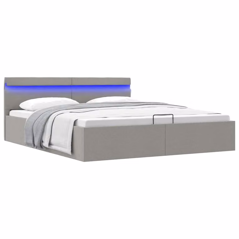 Giroletto con Contenitore e LED vidaXL in Tessuto Grigio Chiaro L/P/H: 160 x 200 cm