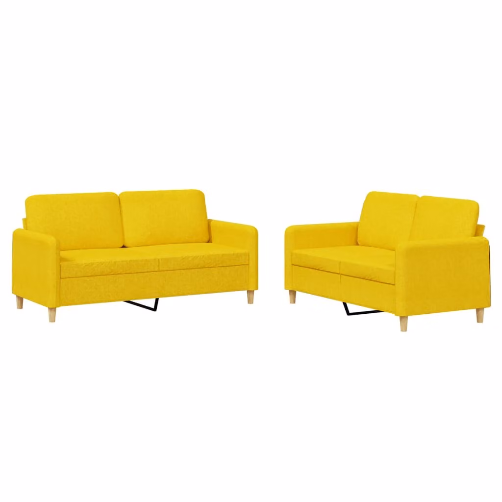 set divano 2 pezzi con cuscini Tessuto giallo chiaro