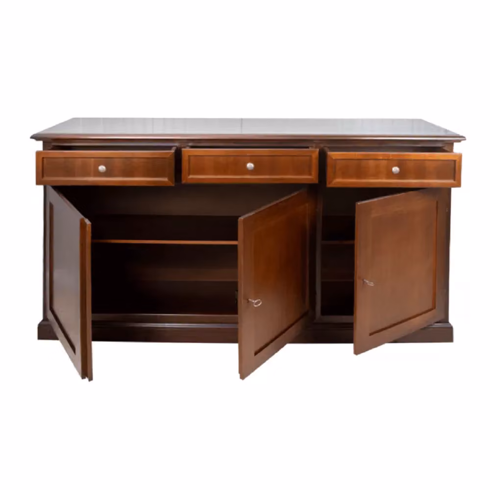 Credenza in ciliegio marrone con 3 ante Mobili 2G L/P/H: 156 x 42 x 85 cm – 3