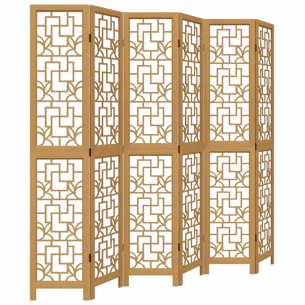 Divisorio Ambienti Moderno vidaXL in Legno di Paulownia Marrone con 6 Pannelli Geometrici H: 215 cm x L: 200 cm – 2