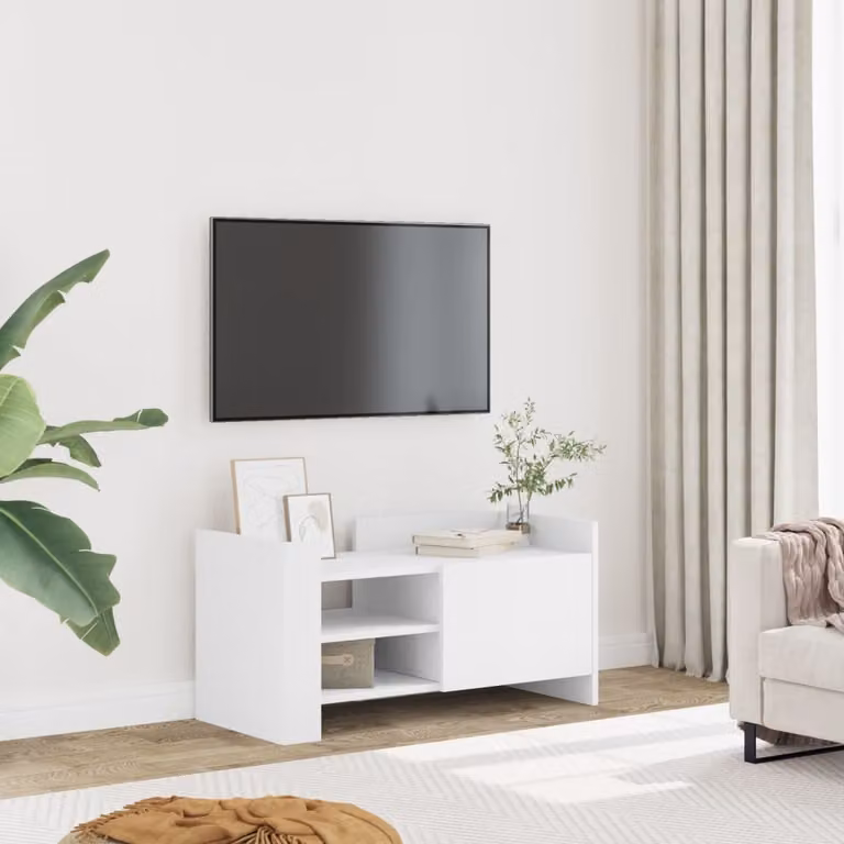 vidaXL Mobile Porta TV Bianco in Legno Multistrato L: 80 cm, P: 35 cm, H: 40 cm