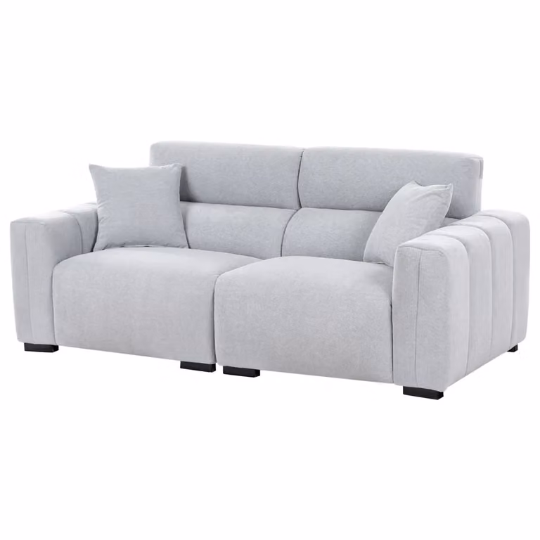Divano moderno Beliani a 3 posti in tessuto azzurro con cuscini e coperture rimovibili L: 203 cm, P: 84 cm, H: 96 cm
