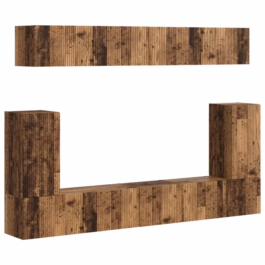 Set mobile TV vidaXL 5 pezzi in legno vecchio e MDF marrone per soggiorno – 2
