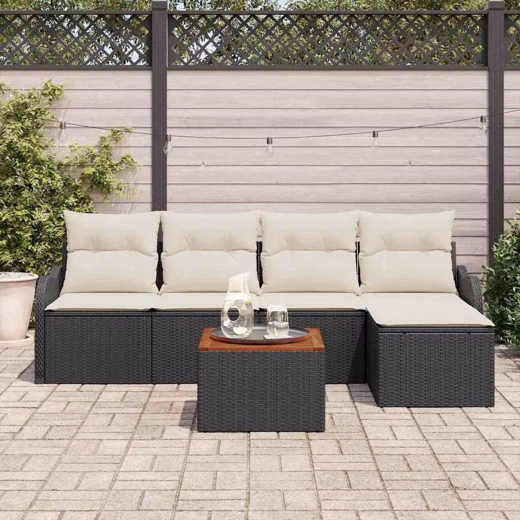 Maison Exclusive - Set Divano da Giardino 6 pcs Nero Poly Rattan