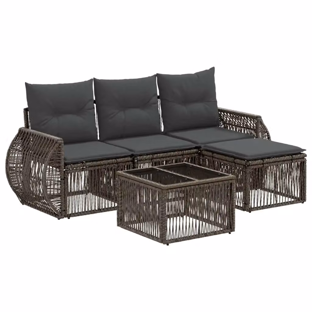 Set Divano da Giardino a L con Poltrona e Tavolino vidaXL, Colore Grigio e Antracite, Design Moderno in Rattan con Cuscini Inclusi – 2