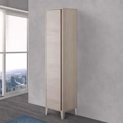 Colonna bagno porta scopa linea Way in rovere chiaro con ante soft-close e ripiani interni L: 40 cm, H: 183 cm, P: 35 cm