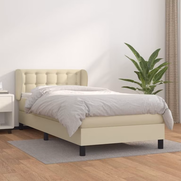 Maison Exclusive - Letto boxspring con materasso color crema 90x200 cm in ecopelle