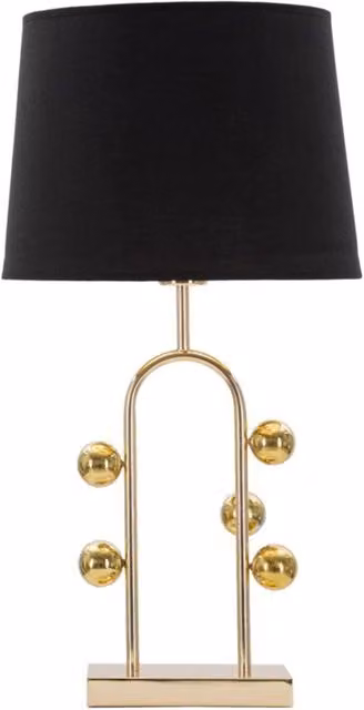 Lampada da tavolo Bubble in metallo nero e oro con paralume in tessuto, H: 32,5 cm, L: 32,5 cm, P: 32,5 cm