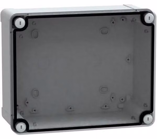 Schneider Electric Custodia in ABS IP66 IK07 RAL7035 Dimensioni interne: 225 x 175 x 100 mm Dimensioni esterne: 241 x 191 x 128 mm Copertura trasparente Dimensioni: 20 mm NSYTBS241910T