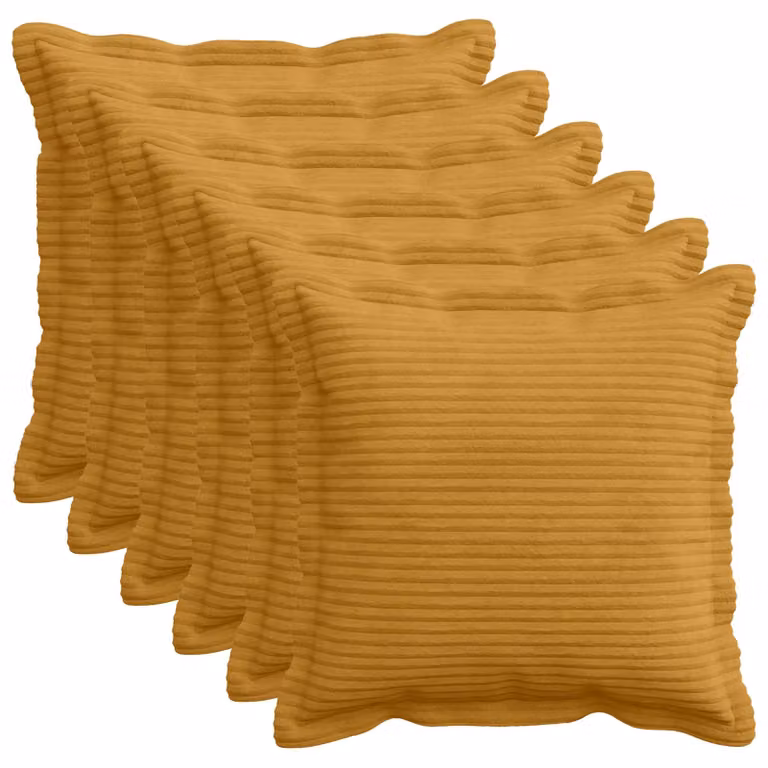 Set di 6 federe vidaXL HOUTEN in velluto a coste, Giallo, 35 x 35 cm