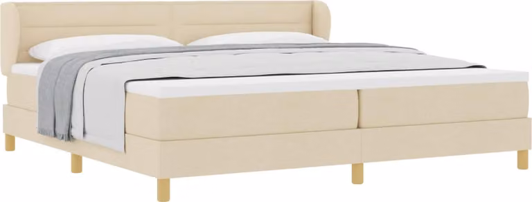 Letto a molle con materasso Crema 200 x 200 cm Tessuto