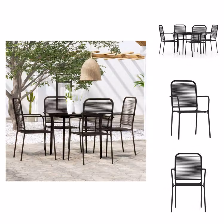 vidaXL Set da pranzo da giardino 5 pezzi nero - Set di mobili da giardino