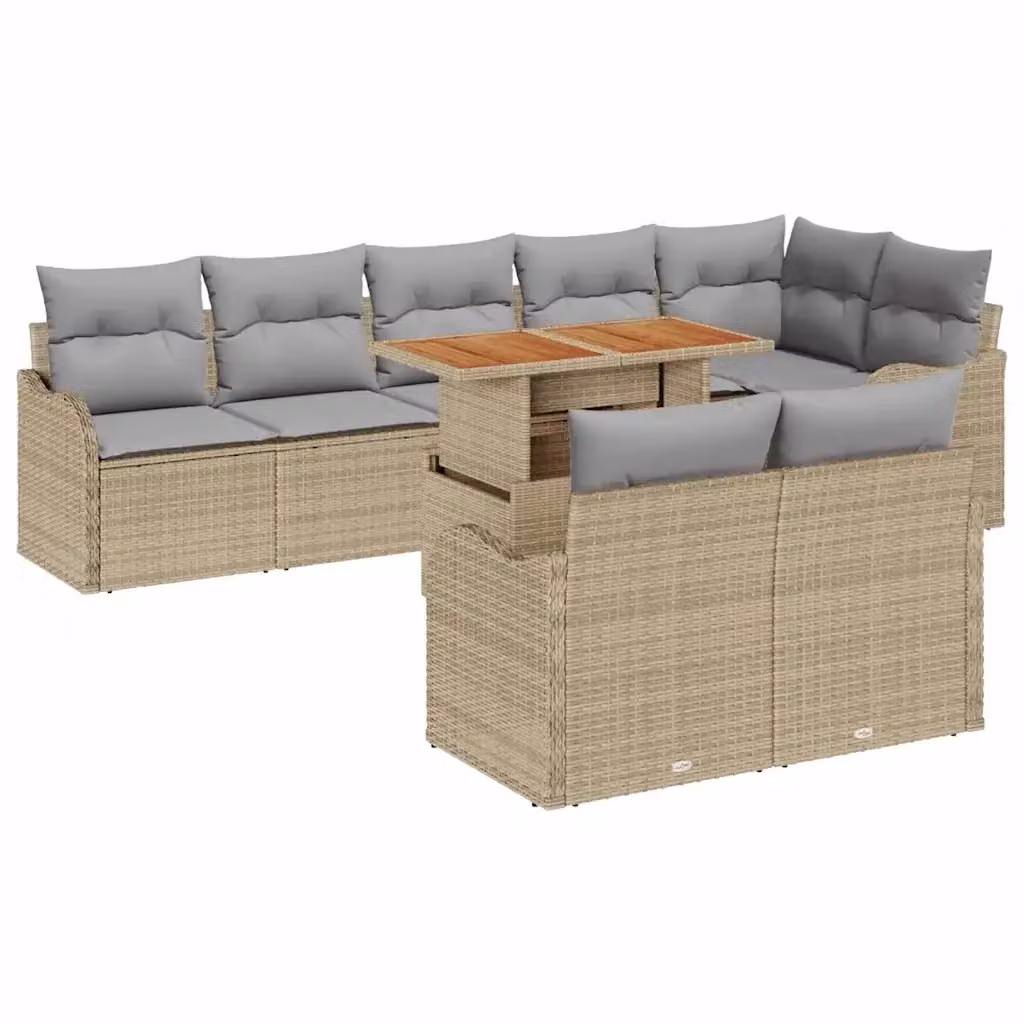Set Divano da Giardino Moderno vidaXL a Forma a L con 9 Pezzi, Colore Grigio o Beige, Struttura in Acciaio Verniciato a Polvere e Cuscini Inclusi per 8 Persone – 2