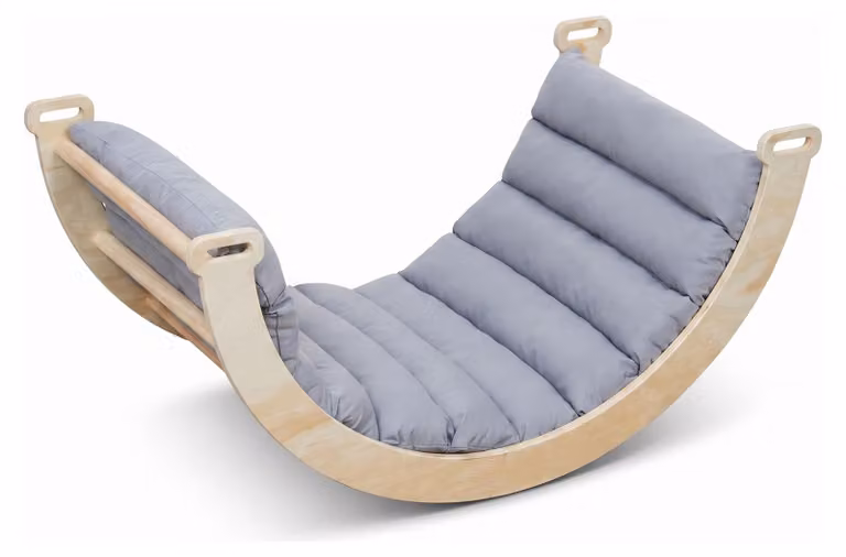Mini arco di arrampicata Buxibo - Arco di arrampicata in legno con cuscino - Palestra Montessori - 78 x 47 x 37 cm - Grigio